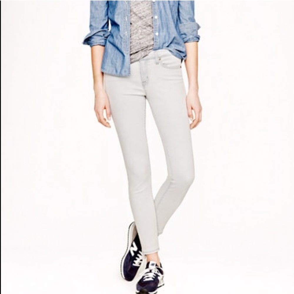 J CREW TOOTHPICK SKINNY‎ ANKLE JEANS WHITE LT GREY